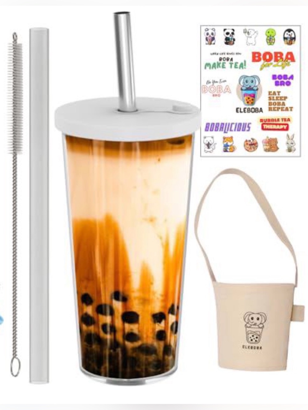 Bubble Tea Cup, Reusable, Leak Free, 24 Oz